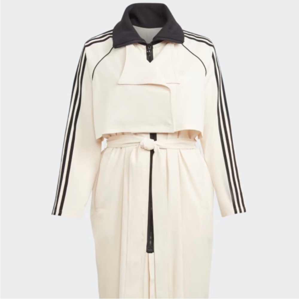 Adidas Women's Cream Trench Coat with  Black Accents